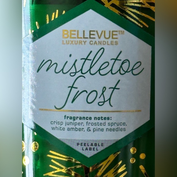 🌲 12 OZ Bellevue Luxury Soy Blend Wax Scented Candles, Mistletoe Frost, NWT - Picture 6 of 6